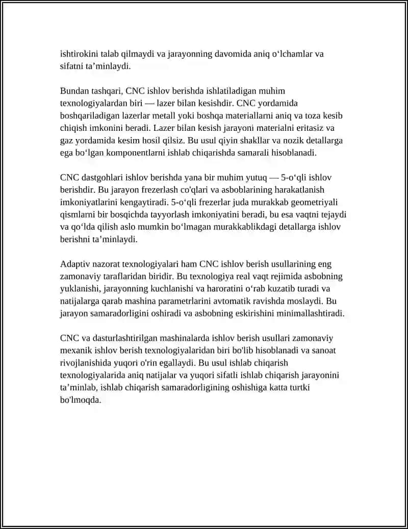 CNC va dasturlashtirilgan mashinalarda ishlov berish usullari 4