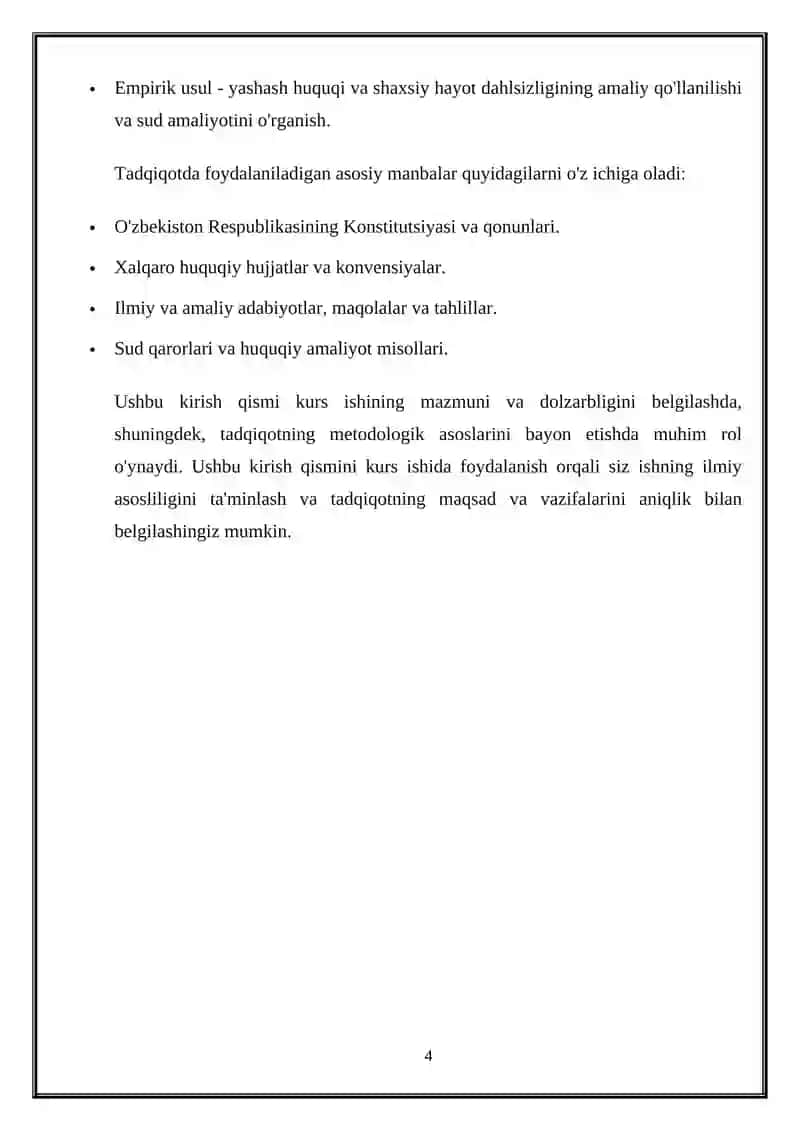Yashash huquqi va shaxsiy hayot dahlsizligining konstitutsiyaviy huquqiy asoslari 4