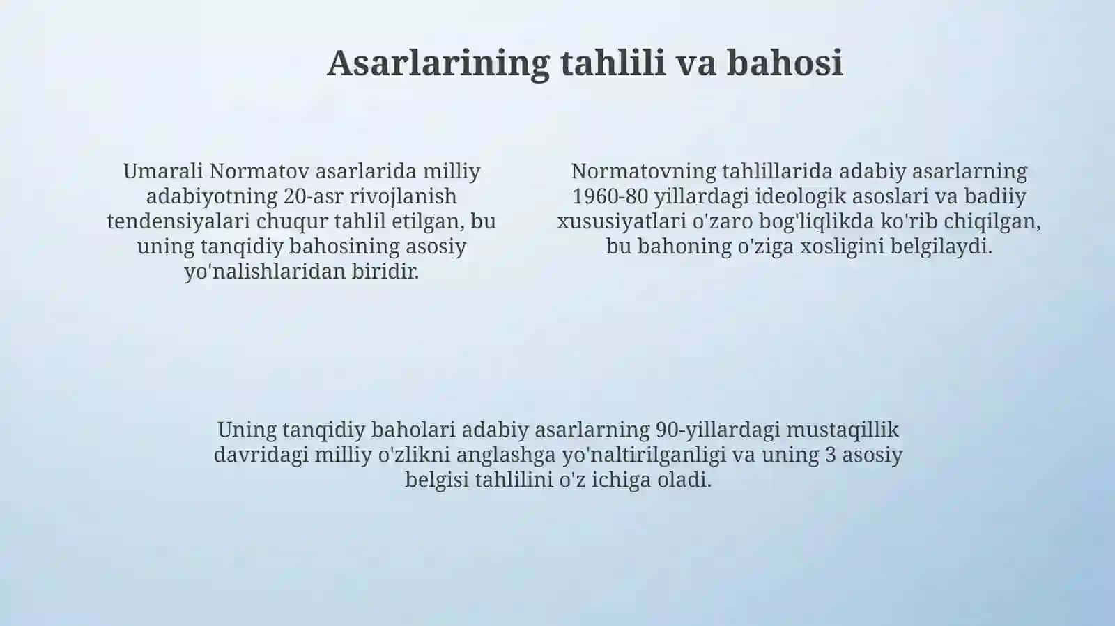 Umarali Normatovning tanqidiy faoliyatining asosiy yo'nalishlari 4