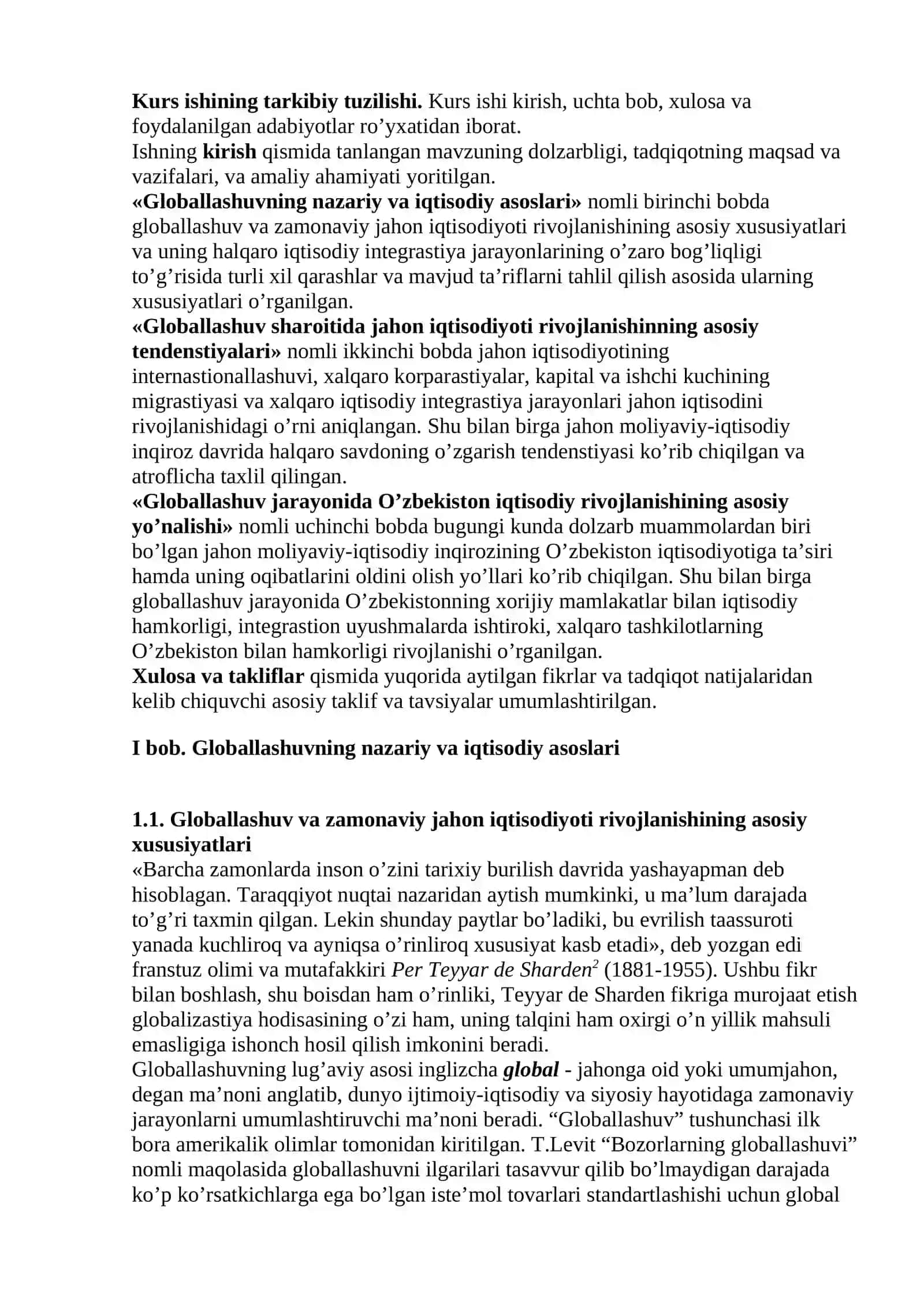 Globallashuv va xalqaro iqtisodiy integrastiya jarayonlarining o’zaro bog’liqligi va ularning milliy iqtisodiyotga ta’siri 4
