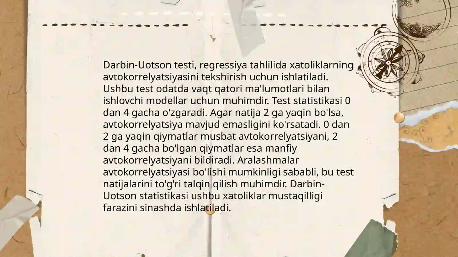 Asimptotik testlar. Darbin-Uotson testi 4