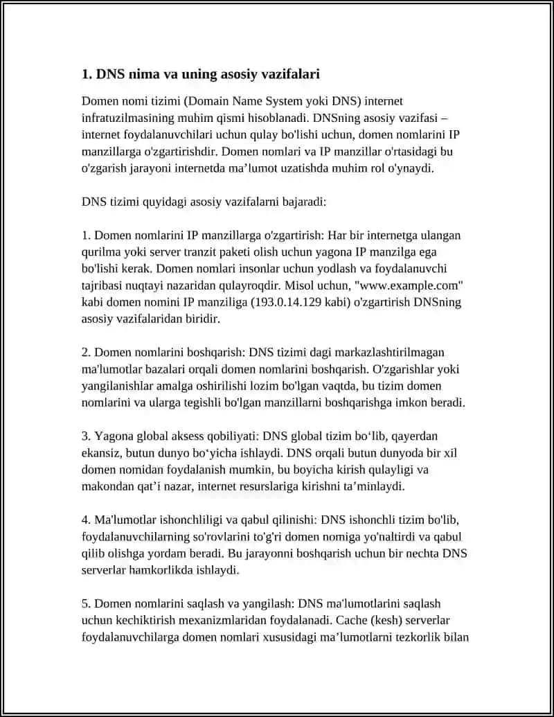 DNS (DOMAIN NAME SYSTEM) TIZIMI 4