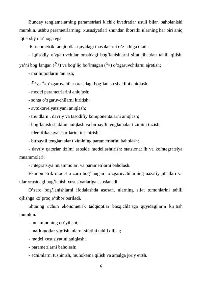 Ekonometrika Fanining Predmeti, Usullari, Vazifalari va Asosiy Tushunchalari 4