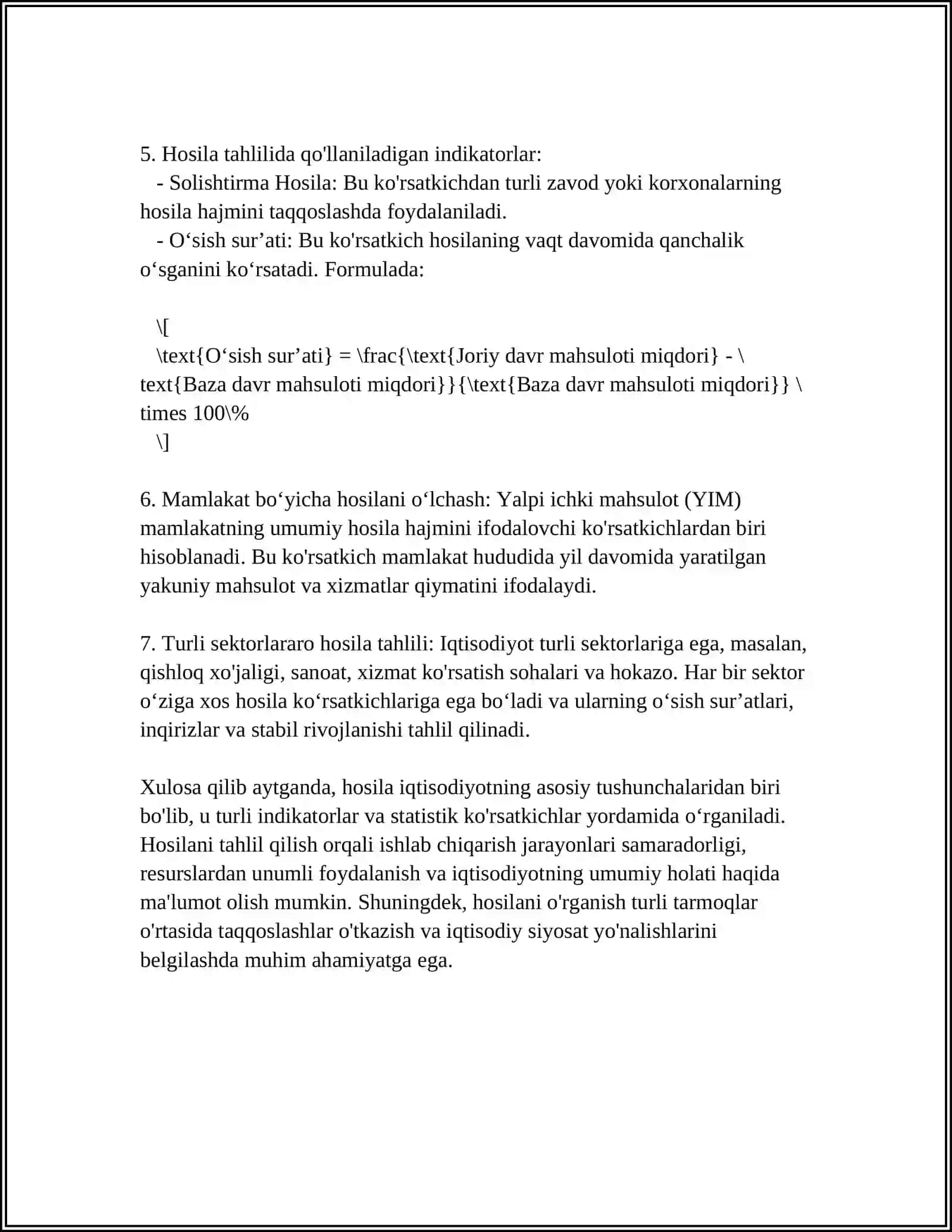 MUSTAQIL ISH Mavzu: HOSILA 4