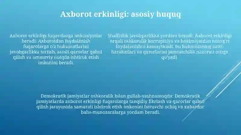 Axborotlashgan Jamiyatda Axborotning OʻRni Hamda Erkinligi 4