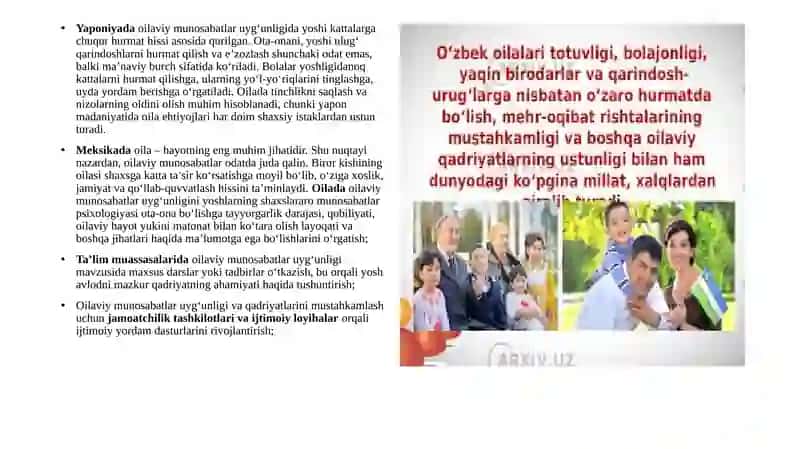 Oilaviy qadriyatlar va ma'naviyatning uygunligi 4