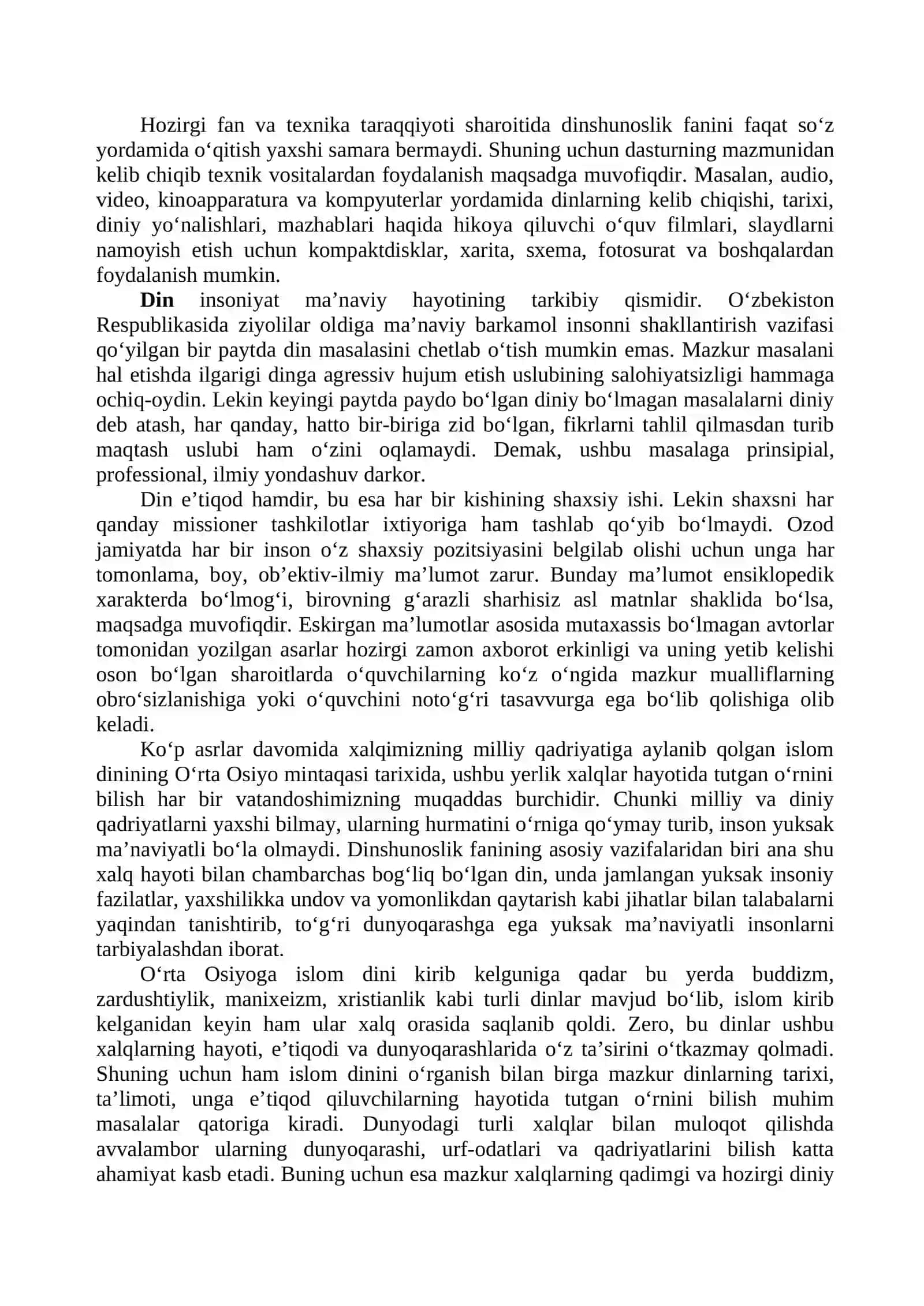 Dinshunoslik fanining predmeti, maqsadi va asosiy funktsiyalari 4