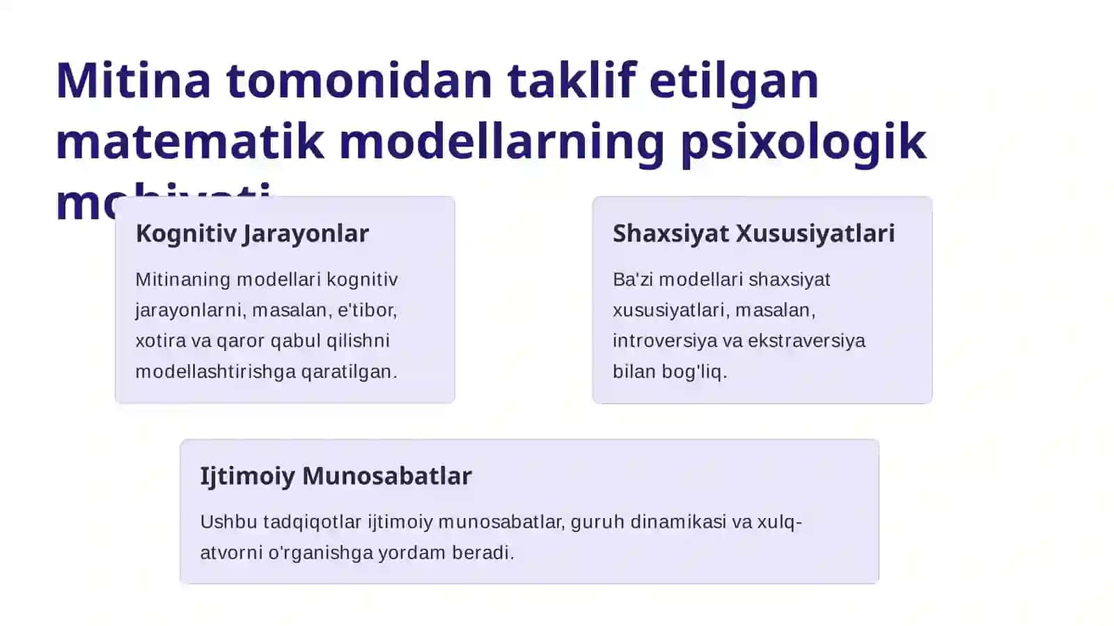 Psixologiyada matematik metodni qo'llash bo'yicha O.V.Mitina tomonidan chop etilgan maqolalarining psixologik tahlili 4