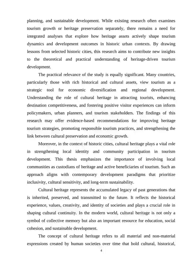 INFLUENCE OF CULTURAL HERITAGE ON TOURISM DEVELOPMENT: LESSONS FROM HISTORIC CITIES 4