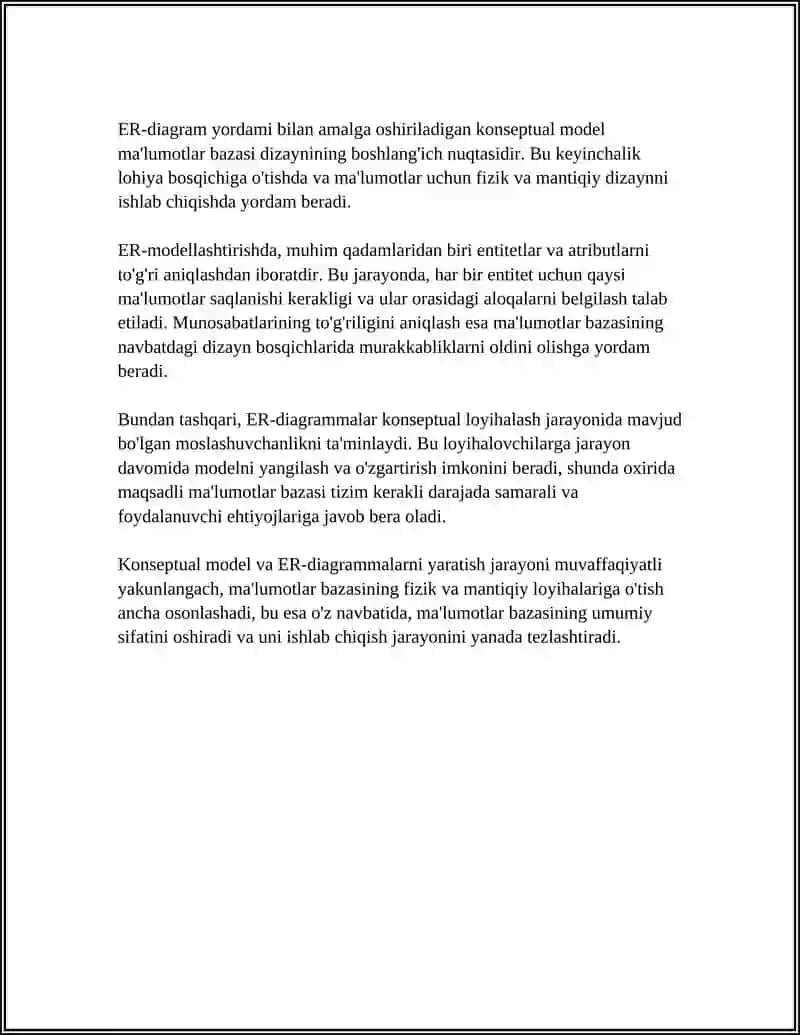 MA’LUMOTLAR BAZASINING STRUKTURASINI LOYIHLASH 4