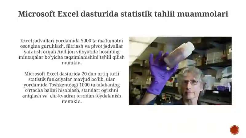 Statistik Tahlil Masalalarini MS Excel dasturidan foydalanib yechish 4