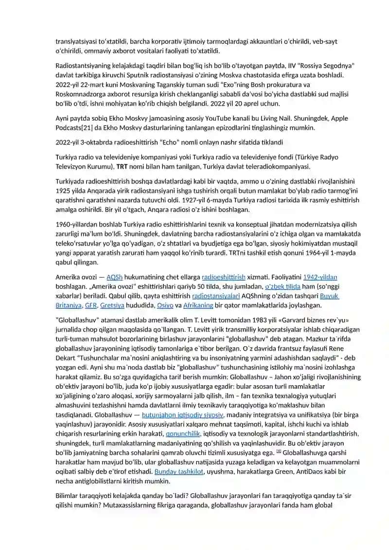 Hоrijiy оmmаviy ахbоrоt vоsitаlаrini mеdiа mаkоndаgi о‘rni 4
