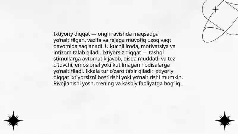 Diqqat turlari va uning xususiyatlari 4