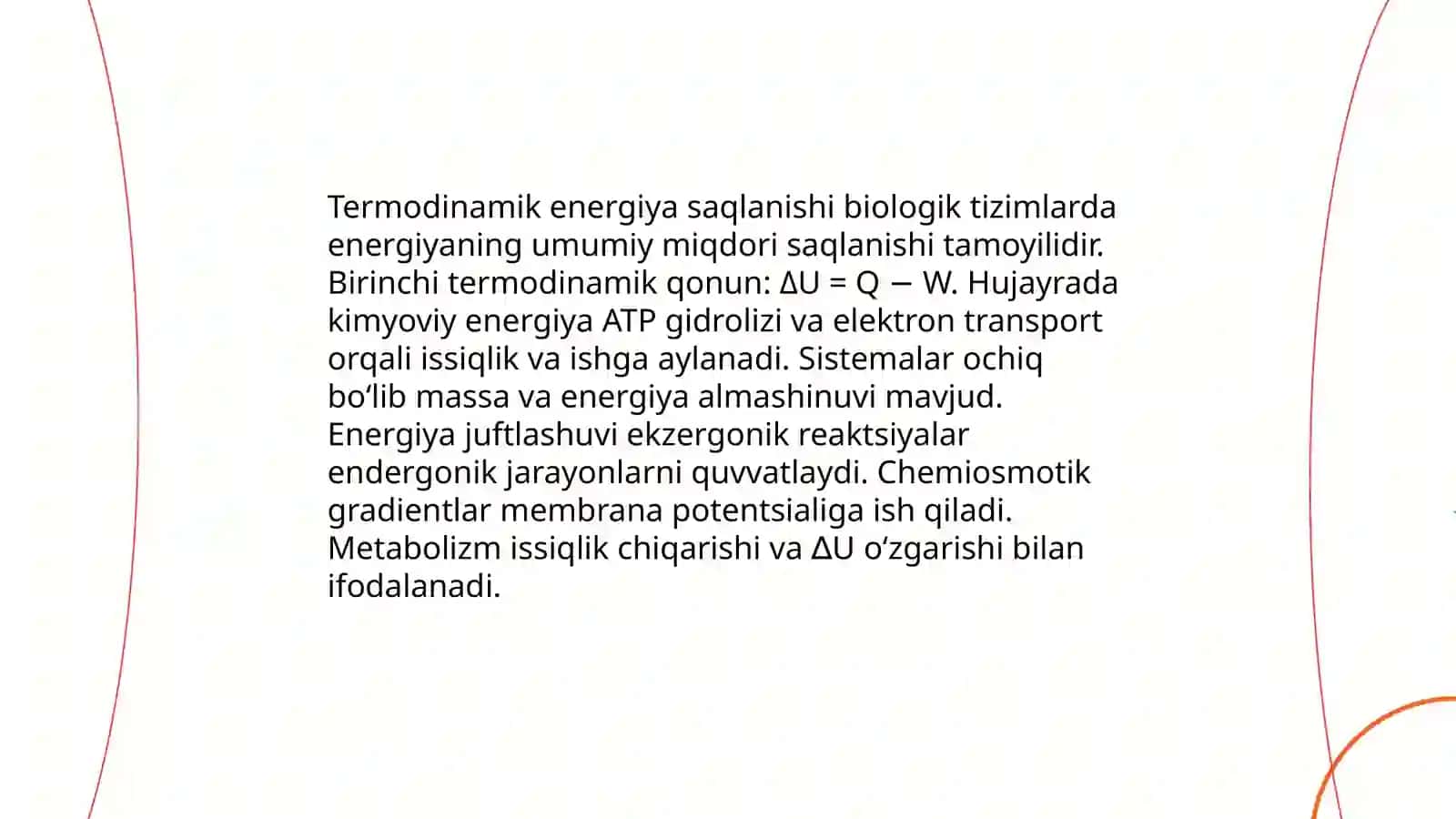Termodinamik sistemalar va biokimyoviy jarayonlar kinetikasi 4