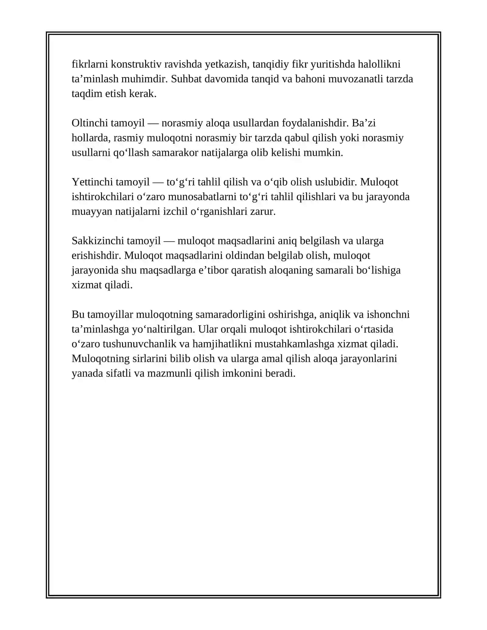 MULOQOT TAMOYILLARI VA FAOL TINGLASH. ANIQLIK VA ISHONCHNI TA'MINLASH 4