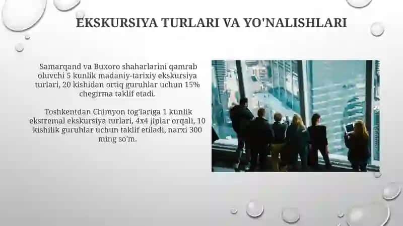 Sayyohlar uchun ekskursiya xizmatlarini taqdim etish 4