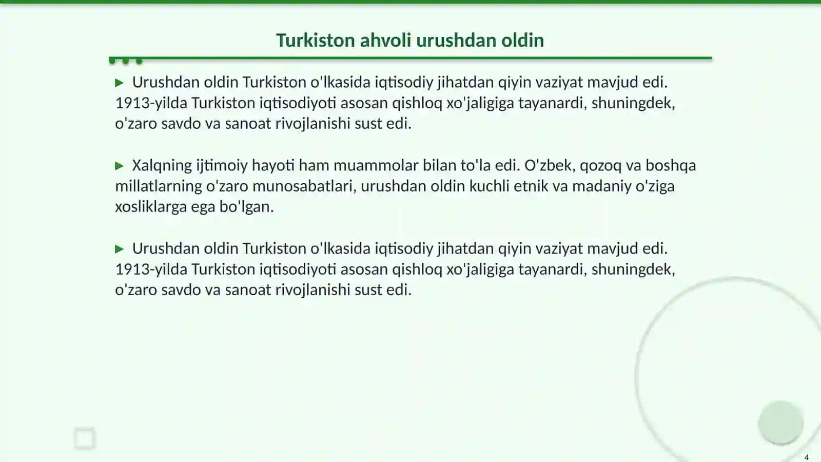 Birinchi jahon urushi: Turkiston oʻlkasiga tasiri 4