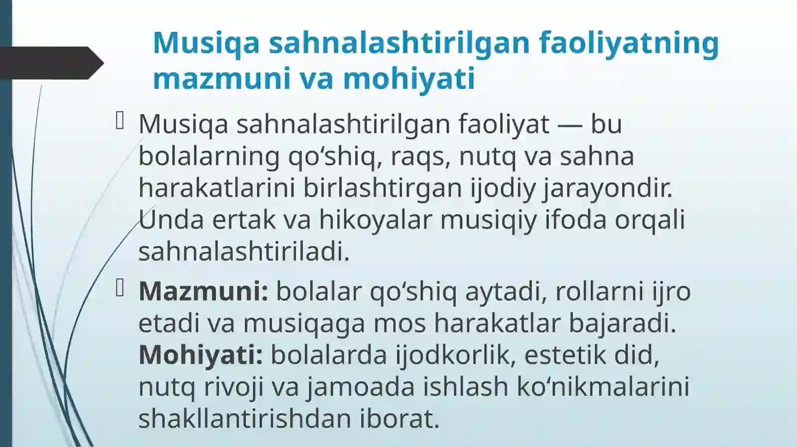 Maktabgacha ta'lim tashkilotlarida musiqa sahnalashtirilgan faoliyatlarni tashkil etish 4