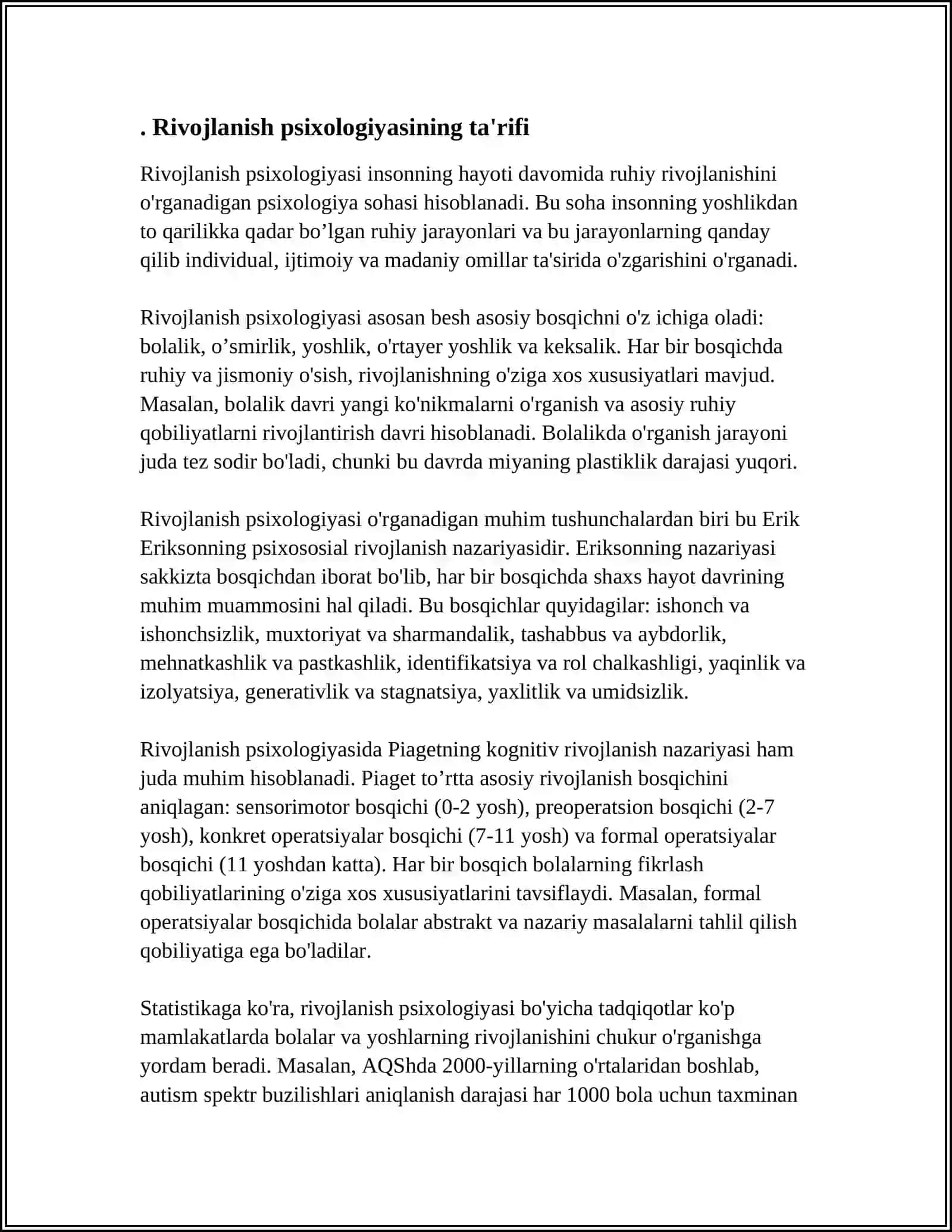 RIVOJLANISH PSIXOLOGIYASI FANINING SHAKLLANISH BOSQICHLARI 4