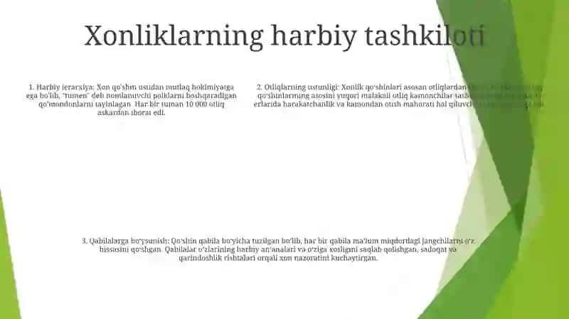 O'Zbek Xonliklarining Tashkil Etilishi Va Ulardagi Qo'Shinlarning Tuzilishi Va Tarkibi 4