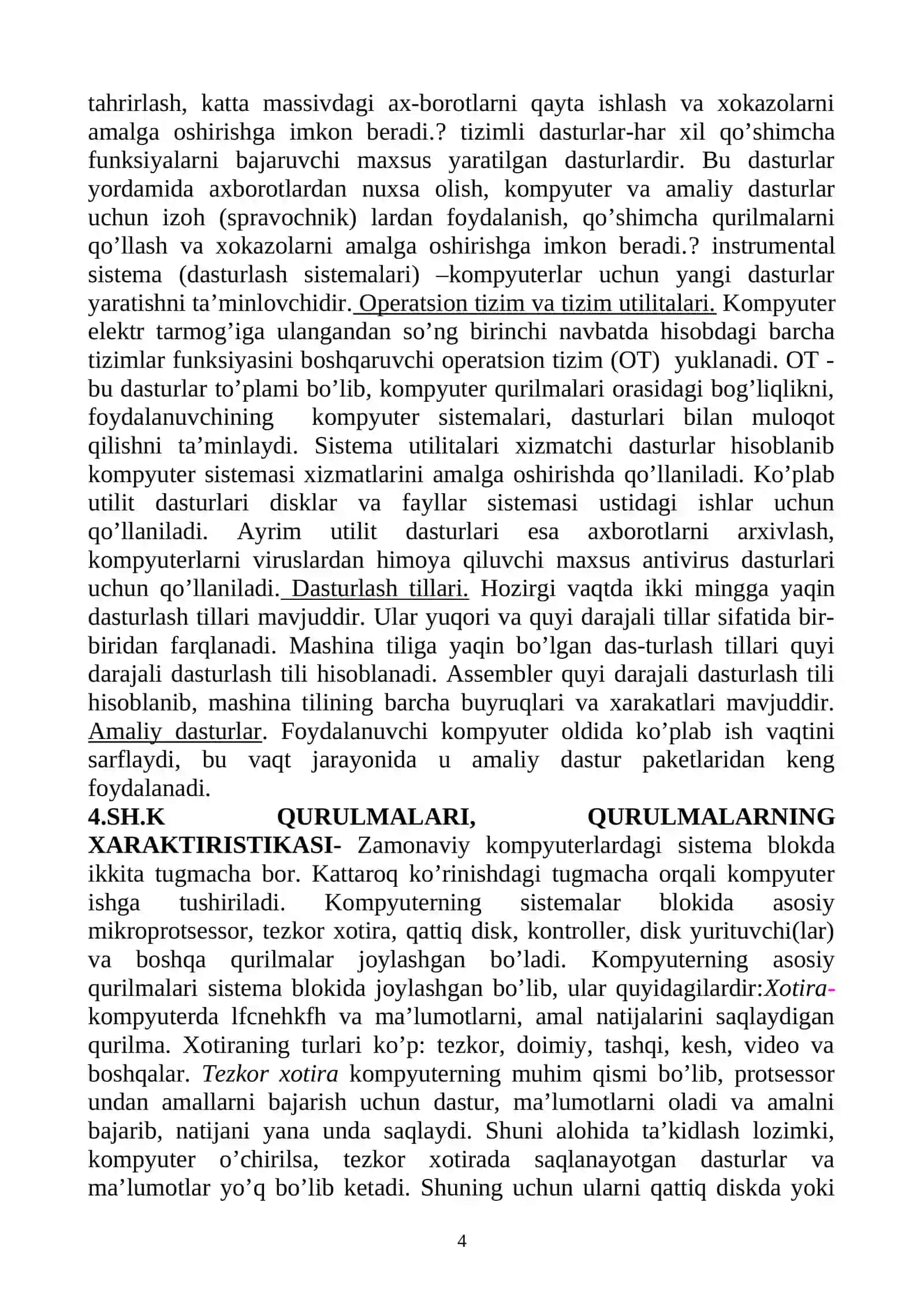 HISOBLASH TEXNIKASINI RIVOJLANISH TARIXI. EXM LARNING TARIXI VA AVLODLARI 4