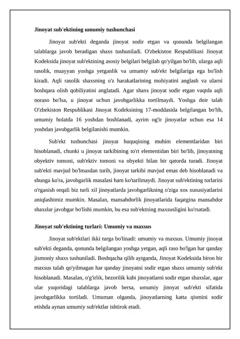 Jinoyat sub'ektining tushunchasi va turlari 4