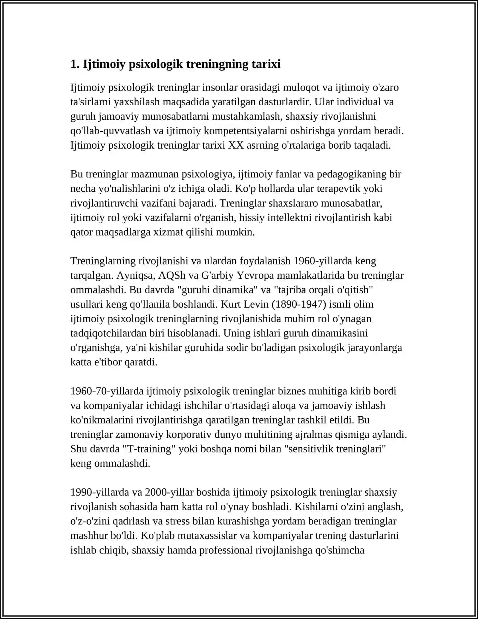 SOTSIAL PSIXOLOGIK TRENINGNI TASHKIL QILISH VA PAYDO BOʻLISHI 4