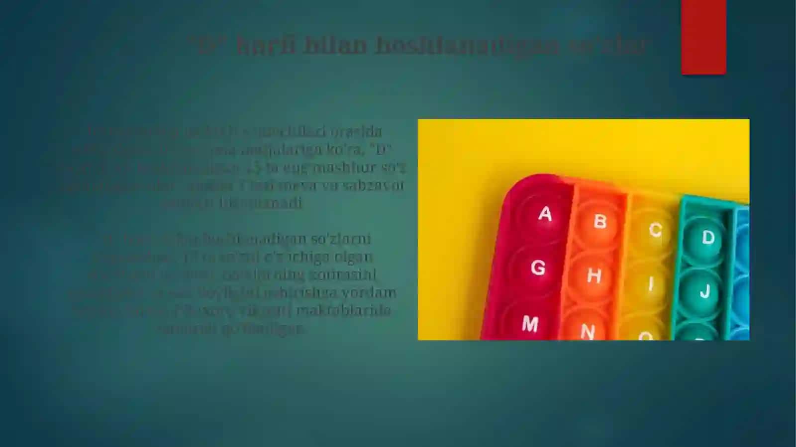 "D" Harfini O'rgatish Mavzusida 4
