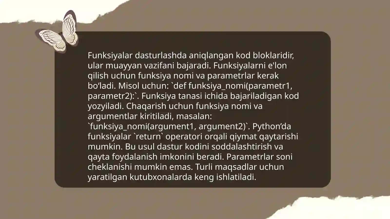 Python dasturlash tilida funksiyalar bilan ishlash 4