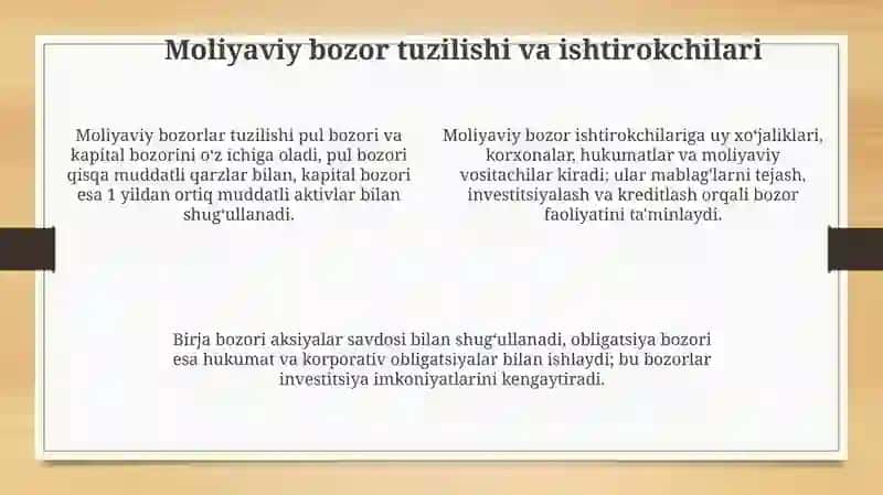 Moliyaviy bozorlar: ijtimoiy-iqtisodiy mohiyati va tarkibi 4