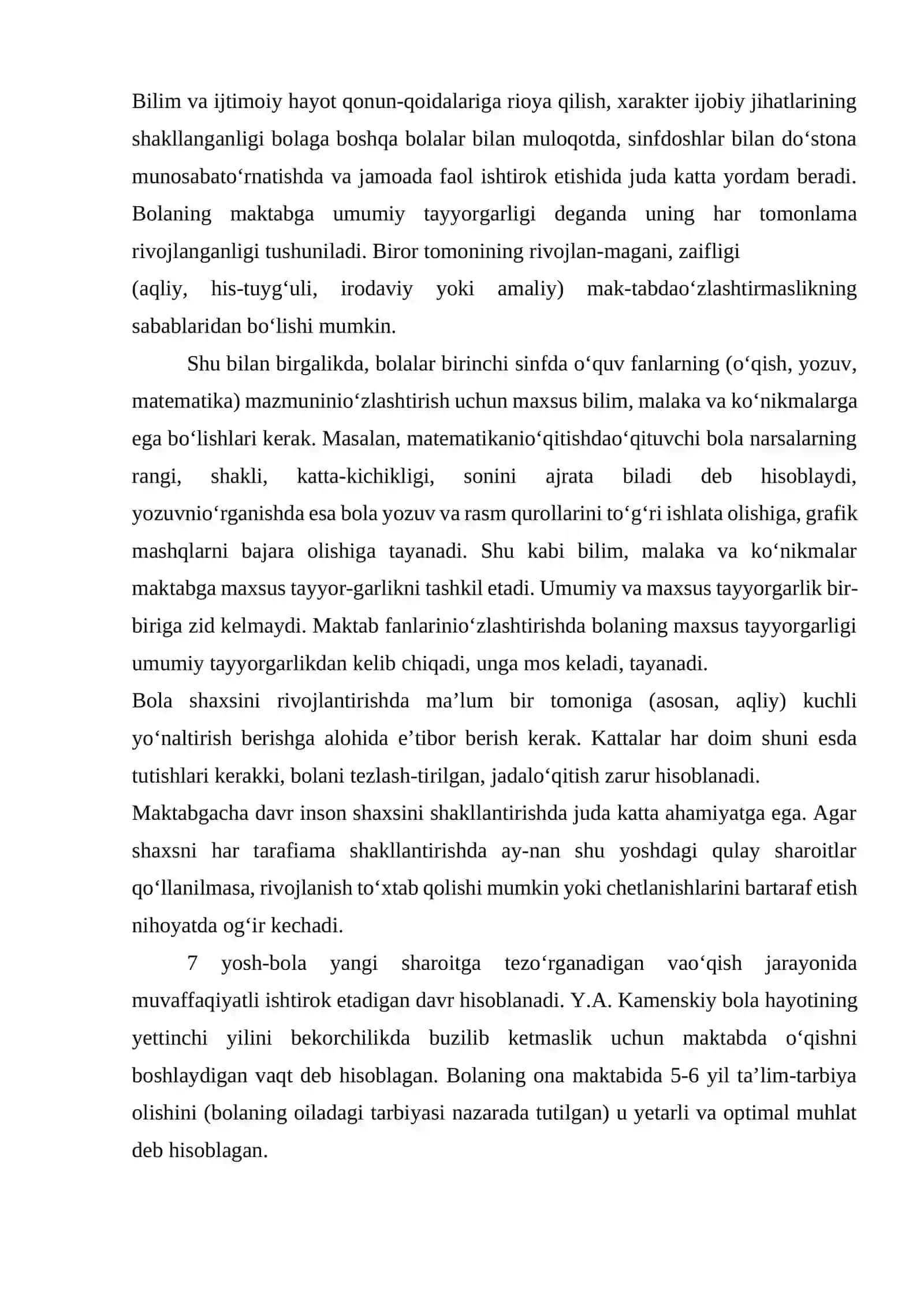 Maktabgacha yoshdagi bolalarni maktab taʼlimiga tayyorlash nazariyasi 4