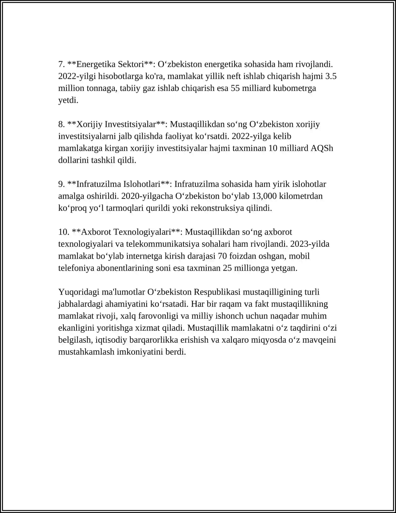 O‘zbekistonning Istiqlol va Taraqqiyotligi 4