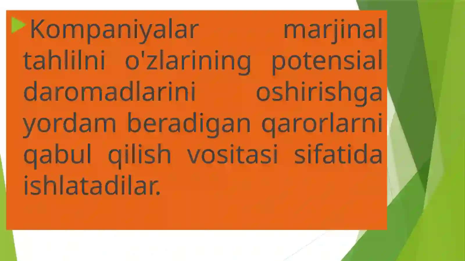 Moliyaviy va operatsion tizimda marjinal tahlil 4