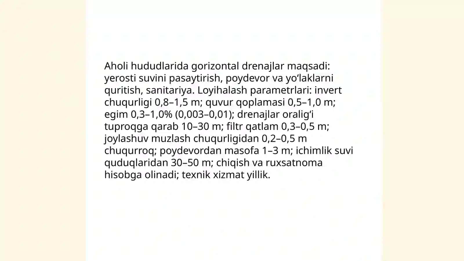 Gorizontal drenajlarni aholi va qishloqxo'jaligi sohasida qo'llanilishi 4