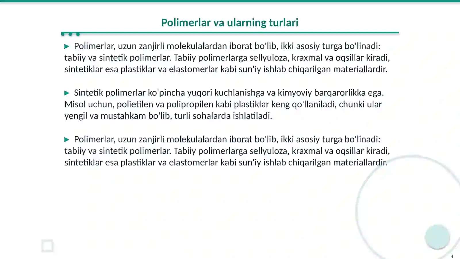Polimeranalogik o'zgarishlar va ularning oʻziga xos xususiyatlari 4