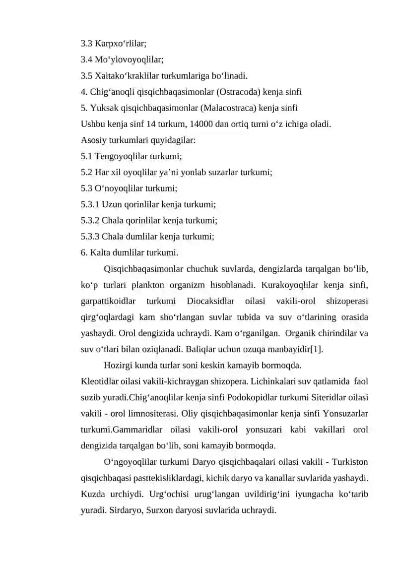 BUXORO VILOYATIDA DARYO QISQICHBAQASI (ASTACUS LEPTODACTILUS) LABORATORIYA XUSUSIYATLARI 4