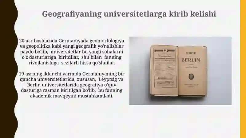 Germaniyada XIX- XXI asrlarda geografiyaning rivojlanish haqida tushuncha 4