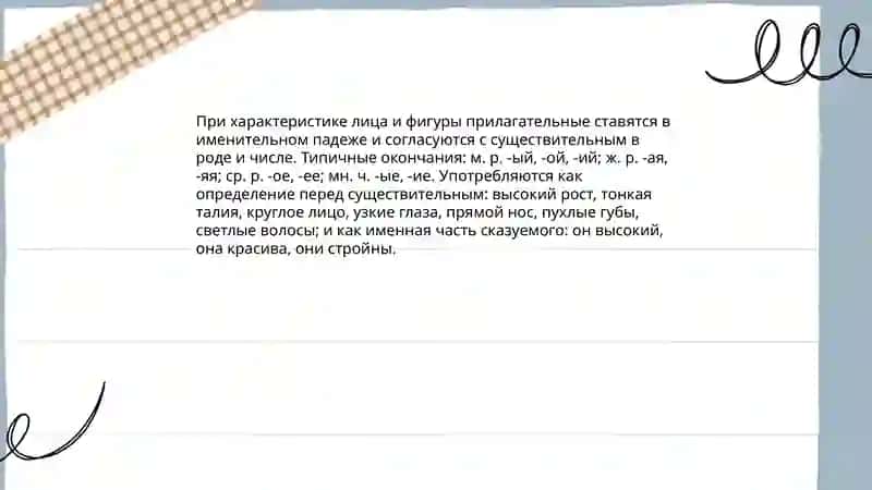 Склонение имени прилагательного. Портрет человека 4