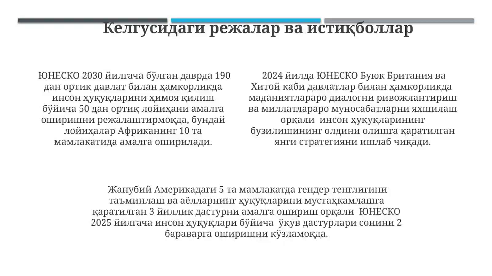 ЮНЕСКОнинг инсон ҳуқуқларини ҳимоя қилишдаги роли 4