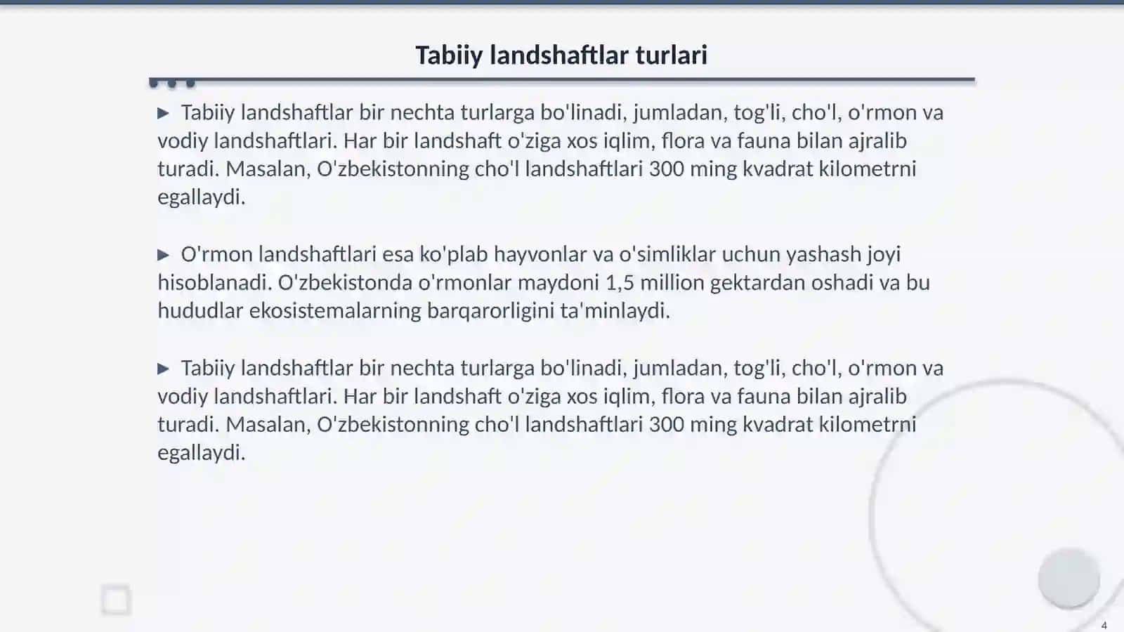 Inson va tabiiy landshaftlar 4