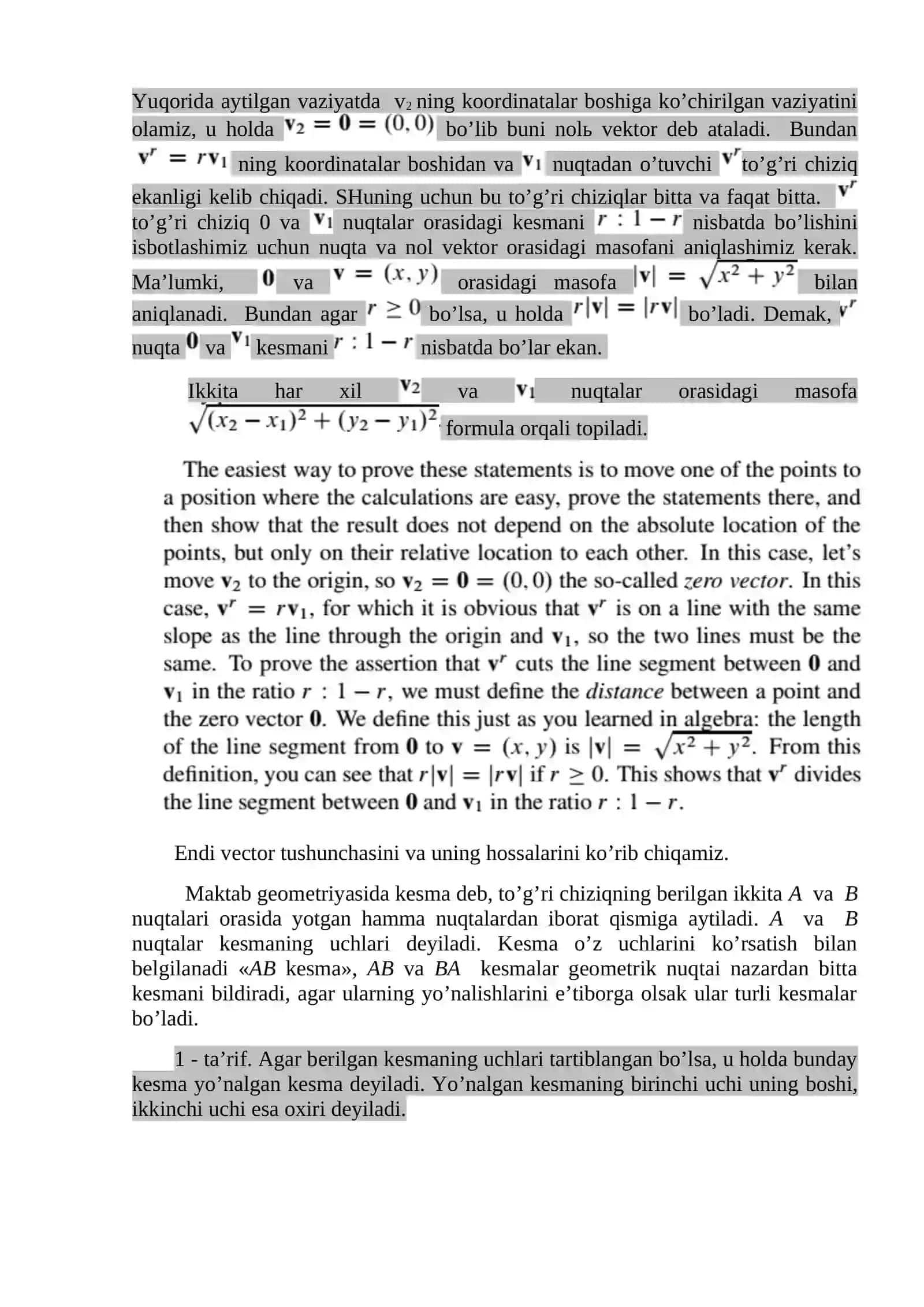 Algebra va tekislikdagi geometriya 4