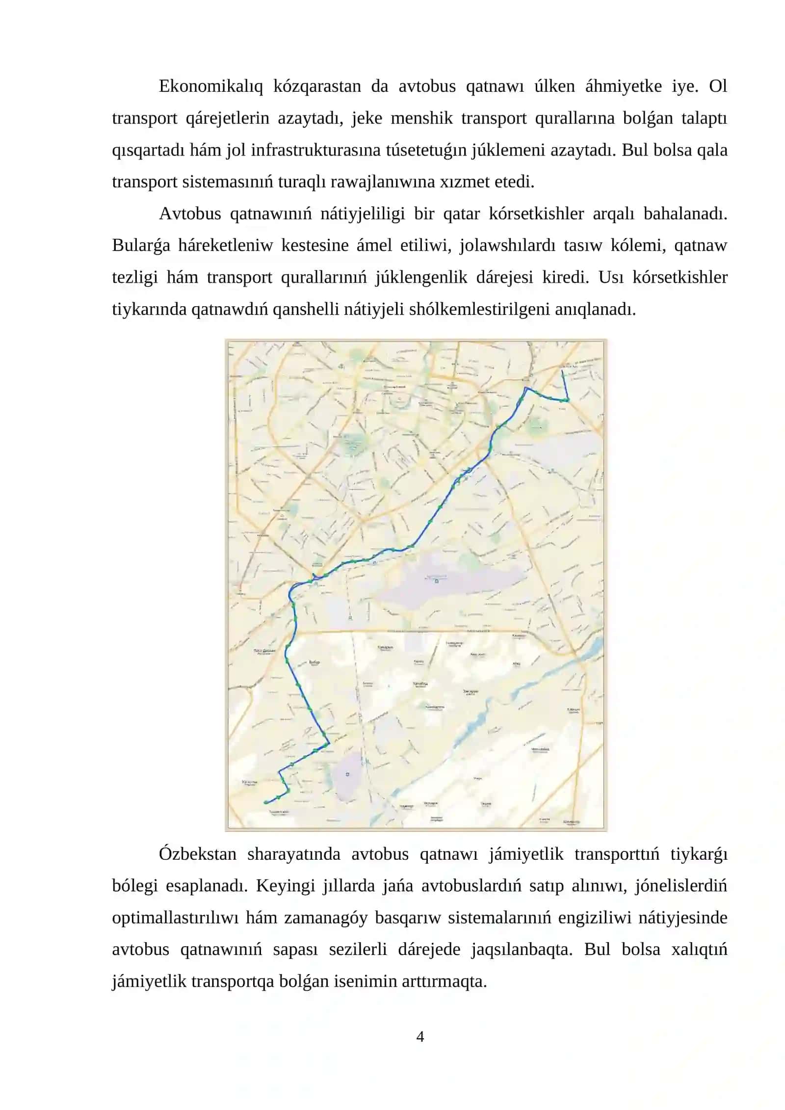 Avtobus qatnawı hám qatnawı haqqında túsinik 4