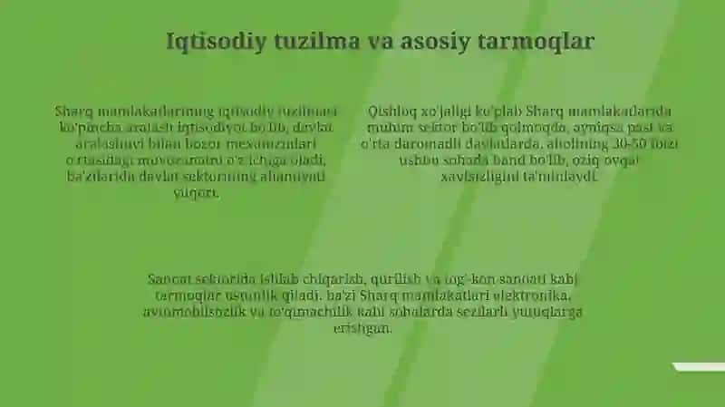Sharq mamlakatlari rivojining ijtimoiy-iqtisodiy xususiyatlari 4