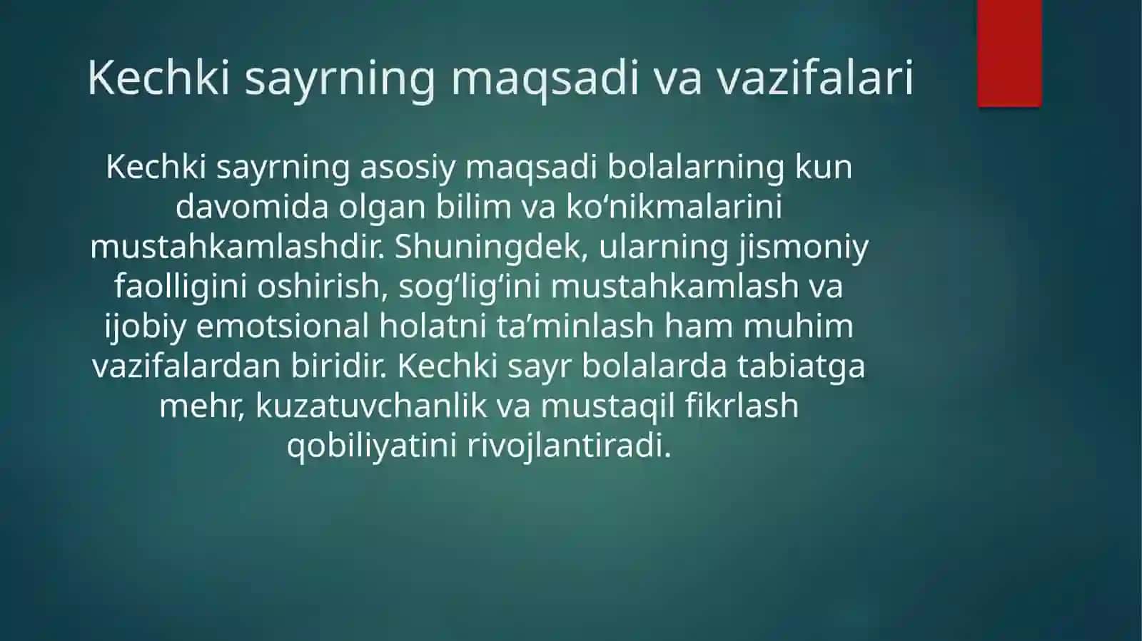 Kechki sayrni rejalashtirish (plan-konspekt) 4