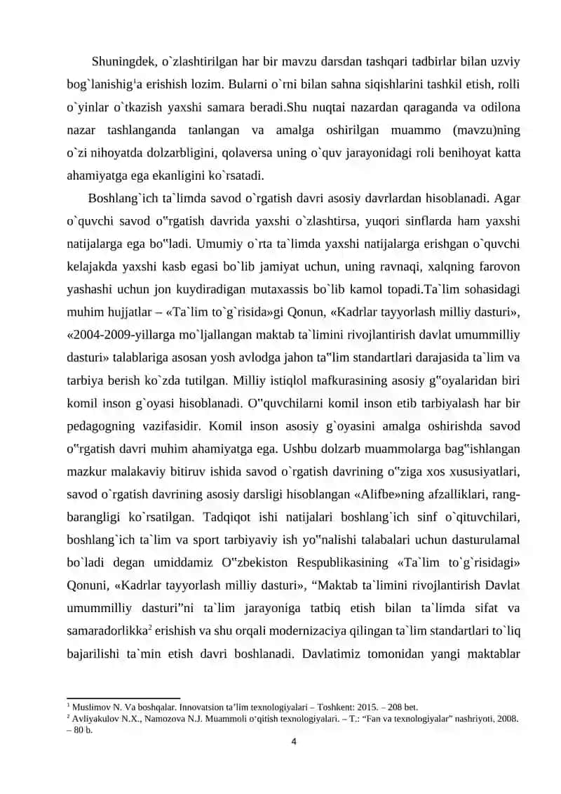 Boshlangʻich sinflarda sifat soʻz turkumini oʻrganish mavzusidagi KURS ISHI 4