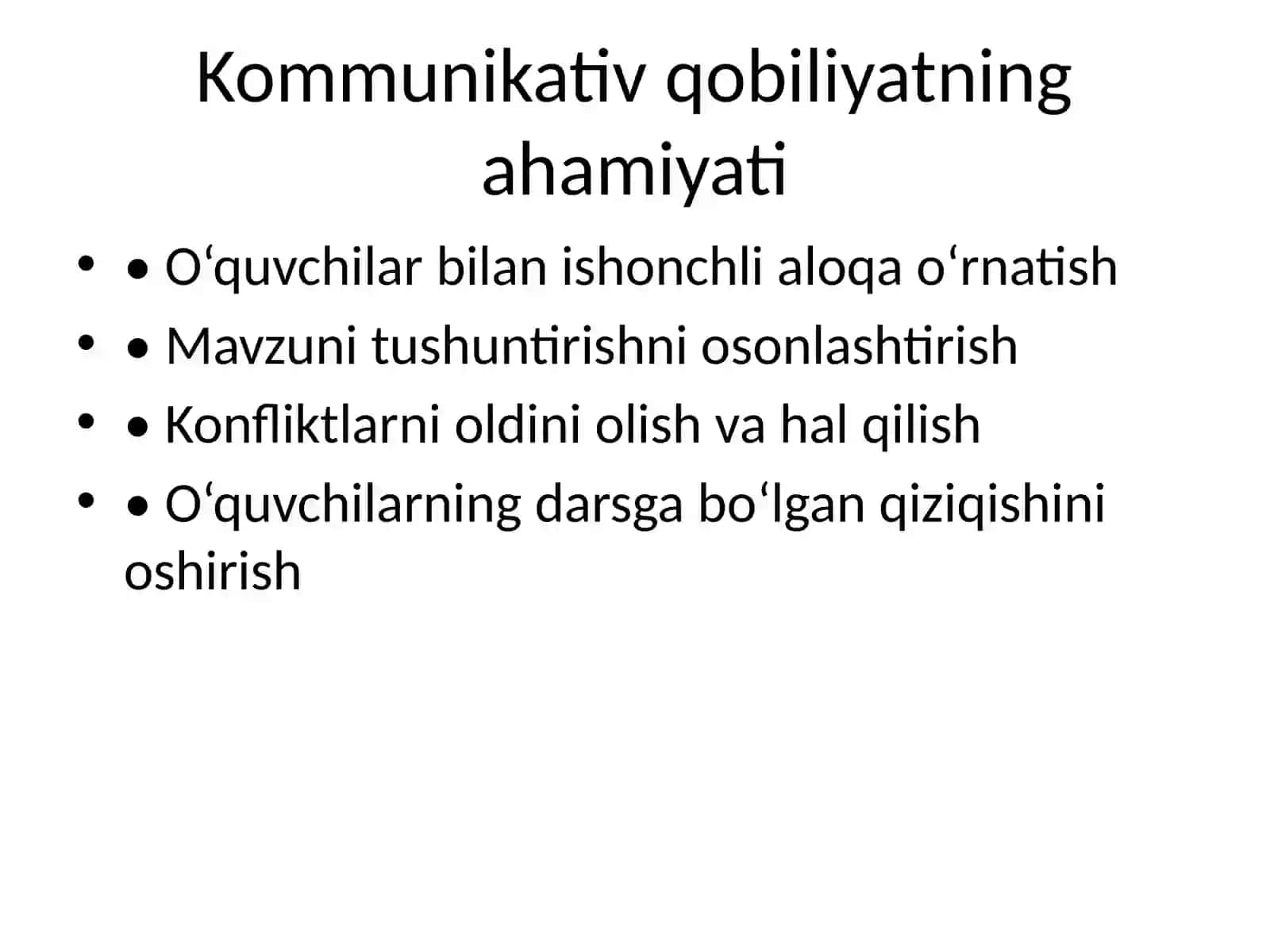 Pedagogning kommunikativ, pedagogik tasavvur va diqqatni taqsimlay olish qobiliyati 4