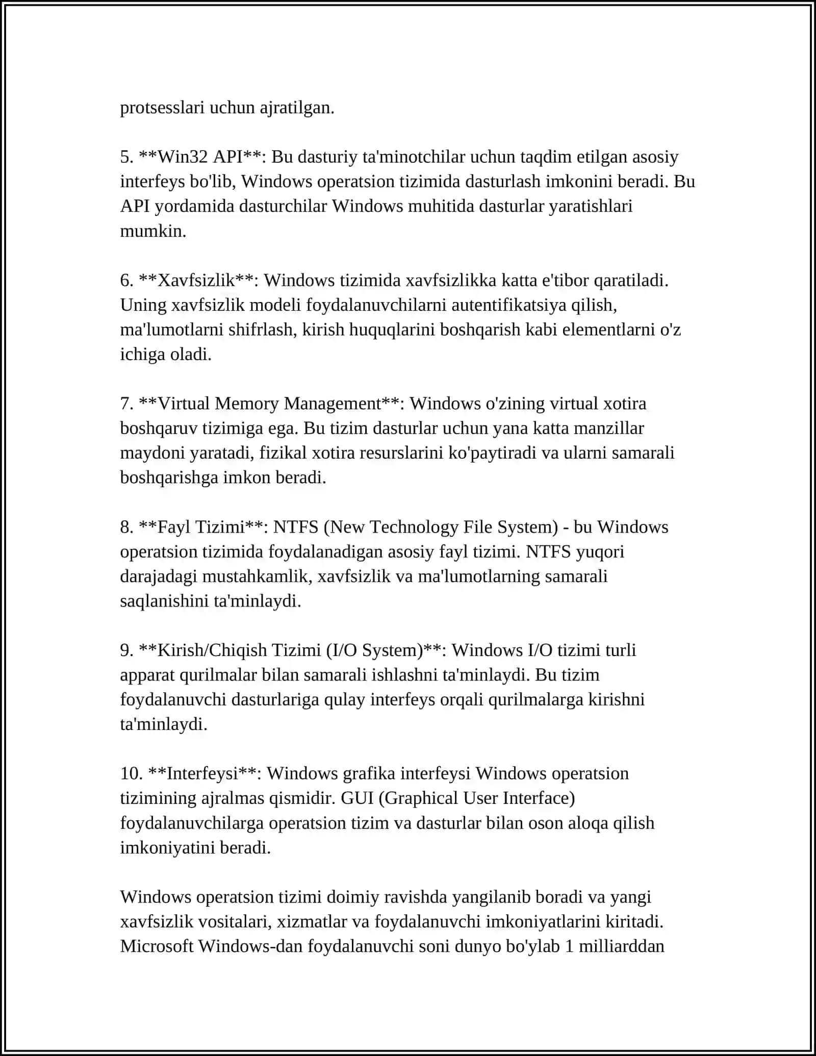 WINDOWS OPERATSION TIZIMI TAQSIMLANGAN TIZIM MUHITI 4