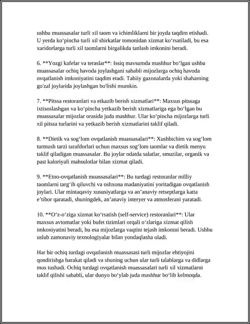 OCHIQ TURDAGI OVQATLANISH MUASSASALARI 4
