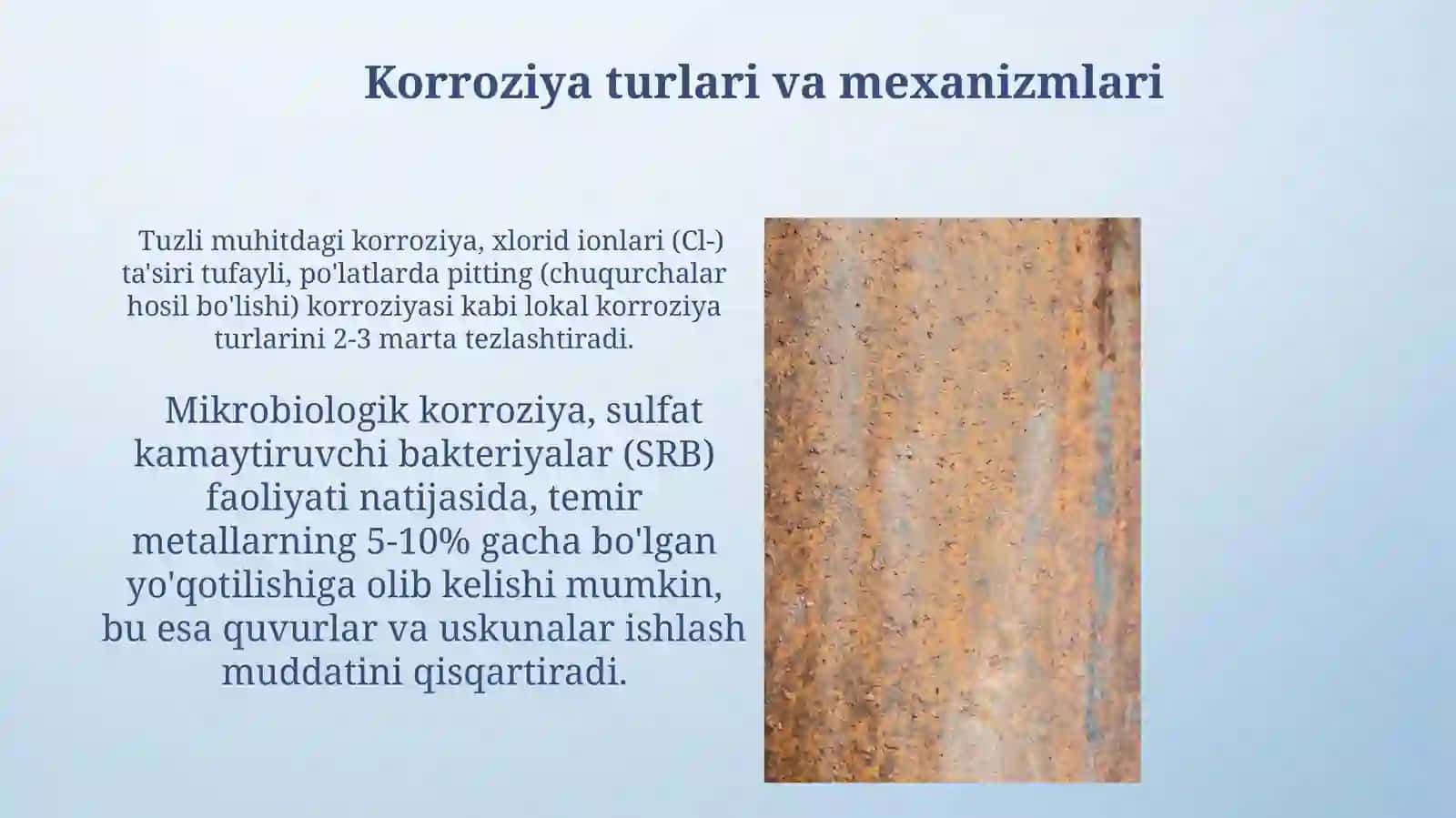 Neft va gaz sanoat qurilmalari korroziyasi va mineral tuzlar karoziyasi 4