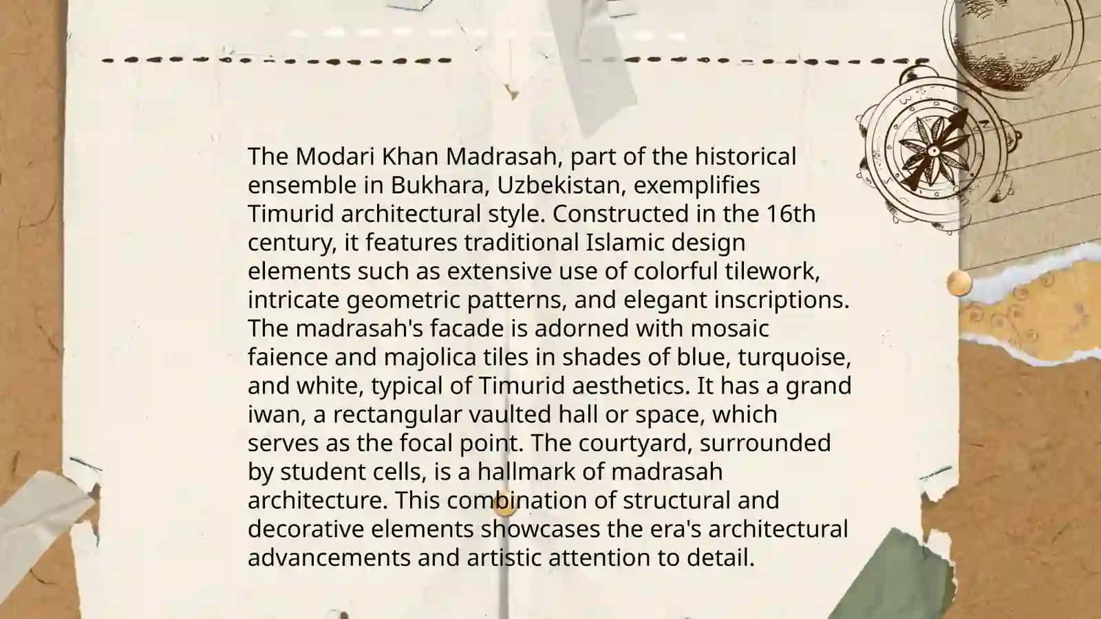 Kosh Madrasah: Modari Khan madrasah, Abdulla Khan madrasah 4
